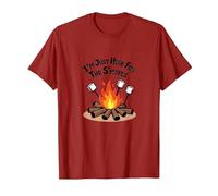 I'm Just Here for The S'mores Campfire Humour T-Shirt, Homme, Canneberge, L