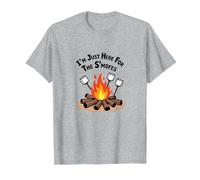 I'm Just Here for The S'mores Campfire Humour T-Shirt, Homme, Gris Chiné, 6XL