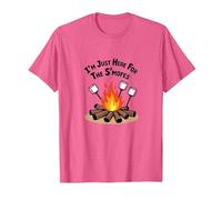 I'm Just Here for The S'mores Campfire Humour T-Shirt, Homme, Rose chiné, XL