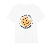 I'm Just Here for The Snacks - Funny Cookie Lover T-Shirt, Femme Grandes Tailles, Blanc, 6X