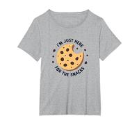 I'm Just Here for The Snacks - Funny Cookie Lover T-Shirt, Femme Grandes Tailles, Gris Chiné, 1X