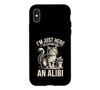 I'm Just Here to Establish an Alibi Cat Humour Coque pour iPhone X/XS