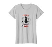 I'm Just One Cat Away - Funny Pet Lover T-Shirt, Femme, Argent, S