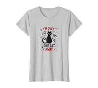 I'm Just One Cat Away - Funny Pet Lover T-Shirt, Femme, Argent, XXL