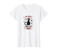 I'm Just One Cat Away - Funny Pet Lover T-Shirt, Femme, Blanc, 3XL