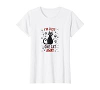I'm Just One Cat Away - Funny Pet Lover T-Shirt, Femme, Blanc, L