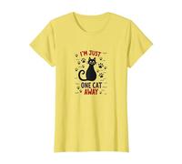 I'm Just One Cat Away - Funny Pet Lover T-Shirt, Femme, Citron, XXL