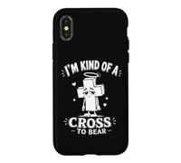 I'm Kind of a Cross to Bear Jeu de Mots Amusant avec Croix chrétienne Coque pour iPhone X/XS