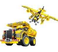 iM.Master Set de construction voiture camion benne et avion 2en1 37cm