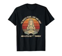 I'm Mostly Peace Love and Light Drôle de méditation Yoga T-Shirt
