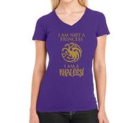 I'm Not a Princess - I'm a Khaleesi GOT T-Shirt Femme col V Medium Violet