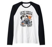 I'm Not Always A Train Wreck Just Kidding Halloween Skeleton Manche Raglan