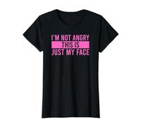 I'm Not Angry This is Just My Face T-Shirt Graphique avec Valeur, Femme, Noir, M