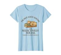 I'm Not Antisocial Selectivement Social Cat Books Coffee T-Shirt