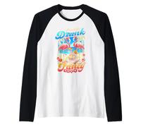I'm Not Drunk Just Fancy Retro Flamingo Party on Beach Manche Raglan