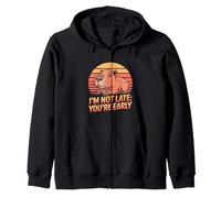 I'm Not Late You are Early Funny Capybara Retro Sunset Sweat à Capuche