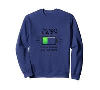 I'm Not Lazy Energy-Saving Mode Funny Battery Citation Sweatshirt, Unisexe pour Adultes, Bleu Marine, XXL