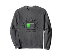 I'm Not Lazy Energy-Saving Mode Funny Battery Citation Sweatshirt, Unisexe pour Adultes, Chiné Foncé, S