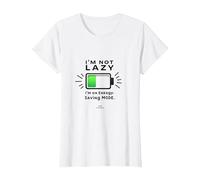 I'm Not Lazy Energy-Saving Mode Funny Battery Citation T-Shirt, Femme, Blanc, 3XL