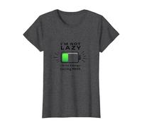 I'm Not Lazy Energy-Saving Mode Funny Battery Citation T-Shirt, Femme, Chiné Foncé, 3XL
