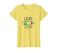 I'm Not Lazy Energy-Saving Mode Funny Battery Citation T-Shirt, Femme, Citron, XXL