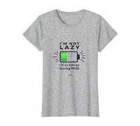I'm Not Lazy Energy-Saving Mode Funny Battery Citation T-Shirt, Femme, Gris Chiné, L