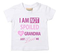 I'm Not Spoiled Inscription My Grandma Just Loves Me T-shirt Filles Bébé Enfants Disponible en tailles 0-6mois à 14-15ans petite-fille - Blanc, 18-24 Months