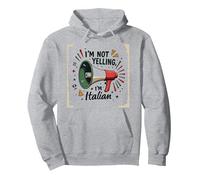 Im Not Yelling Im Italian Funny Pizza Mégaphone Sweat à Capuche, Unisexe pour Adultes, Gris Chiné, S