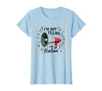 Im Not Yelling Im Italian Funny Pizza Mégaphone T-Shirt, Femme, Bleu Céleste, XL