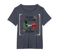 Im Not Yelling Im Italian Funny Pizza Mégaphone T-Shirt, Femme Grandes Tailles, Bleu Chiné, 2X
