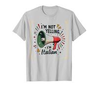 Im Not Yelling Im Italian Funny Pizza Mégaphone T-Shirt, Homme, Argent, S