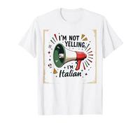 Im Not Yelling Im Italian Funny Pizza Mégaphone T-Shirt, Homme, Blanc, 4XL