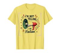 Im Not Yelling Im Italian Funny Pizza Mégaphone T-Shirt, Homme, Citron, S