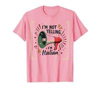 Im Not Yelling Im Italian Funny Pizza Mégaphone T-Shirt, Homme, Rose, 3XL
