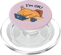 I'm OK Funny Cat Working from Home Coffee Meme PopSockets PopGrip pour MagSafe