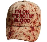 I'm Ok, It's Not My Blood Art Chapeau brodé Halloween Horreur Costume Prop (UK, Alpha, Taille unique, Abricot)