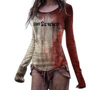 Im Ok Its Not My Blood Shirt Costume d'Halloween effrayant I'm Ok Bloody T-shirt à manches longues col rond Pull tendance Tenues de festival, Z016 Rouge #2, XXL