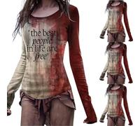 Im Ok Its Not My Blood Shirt Costume d'Halloween effrayant I'm Ok Bloody T-shirt à manches longues col rond Pull tendance Tenues de festival, Z017 Rouge #3, XL