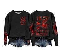 I'M Ok Its Not My Blood Shirts Sweat-shirt d'Halloween effrayant pour femme Costumes d'Halloween Horreur Lettre Imprimée Sweat à capuche à manches longues Pull tendance Vêtements de vacances