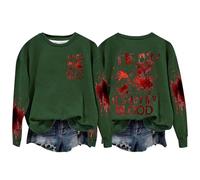 I'M Ok Its Not My Blood Shirts Sweat-shirt d'Halloween effrayant pour femme Costumes d'Halloween Horreur Lettre Imprimée Sweat à capuche à manches longues Pull tendance Vêtements de vacances