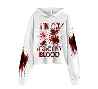 I'm Ok It's Not My Blood Sweat à capuche décontracté à manches longues pour enfant Sweat à capuche doux imprimé irisé (blanc, 10-11 ans)