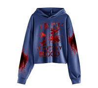 I'm Ok It's Not My Blood Sweat à capuche décontracté à manches longues pour enfant Sweat à capuche doux imprimé irisé (bleu, 8-9 ans)