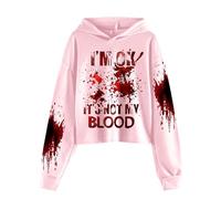 I'm Ok It's Not My Blood Sweat à capuche décontracté à manches longues pour enfant Sweat à capuche irisé pour enfants (rose, 12-13 ans)