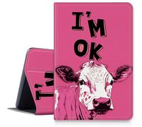 I'm OK Pink Cow Case for Samsung Galaxy Tab A7 10.4" 2020 (SM-T500/T505/T507), PU Leather Cover with Multi View Angles Folding Stand for Galaxy Tab A7 2020