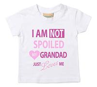I'm Pas Spoiled My Papy Just Aime Moi Filles T-shirt Bébé Tout-petit Enfants Disponible en Tailles 0-6 Mois pour 14-15 Ans Grandaughter - Blanc, 3-4 ans