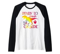 I'm Ready to Crush 1st Grade Dinosaurs Back to School Manche Raglan