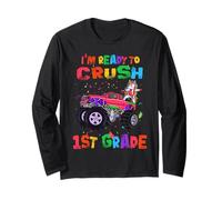 I'm Ready to Crush 1st Grade Unicorn Dabbing Monster Truck Manche Longue