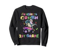 I'm Ready to Crush 1st Grade Unicorn Dinosaur Monster Truck Sweatshirt