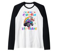 I'm Ready to Crush 1st Grade Unicorn Ride Monster Truck Manche Raglan