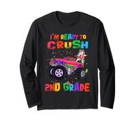 I'm Ready to Crush 2nd Grade Unicorn Dabbing Monster Truck Manche Longue